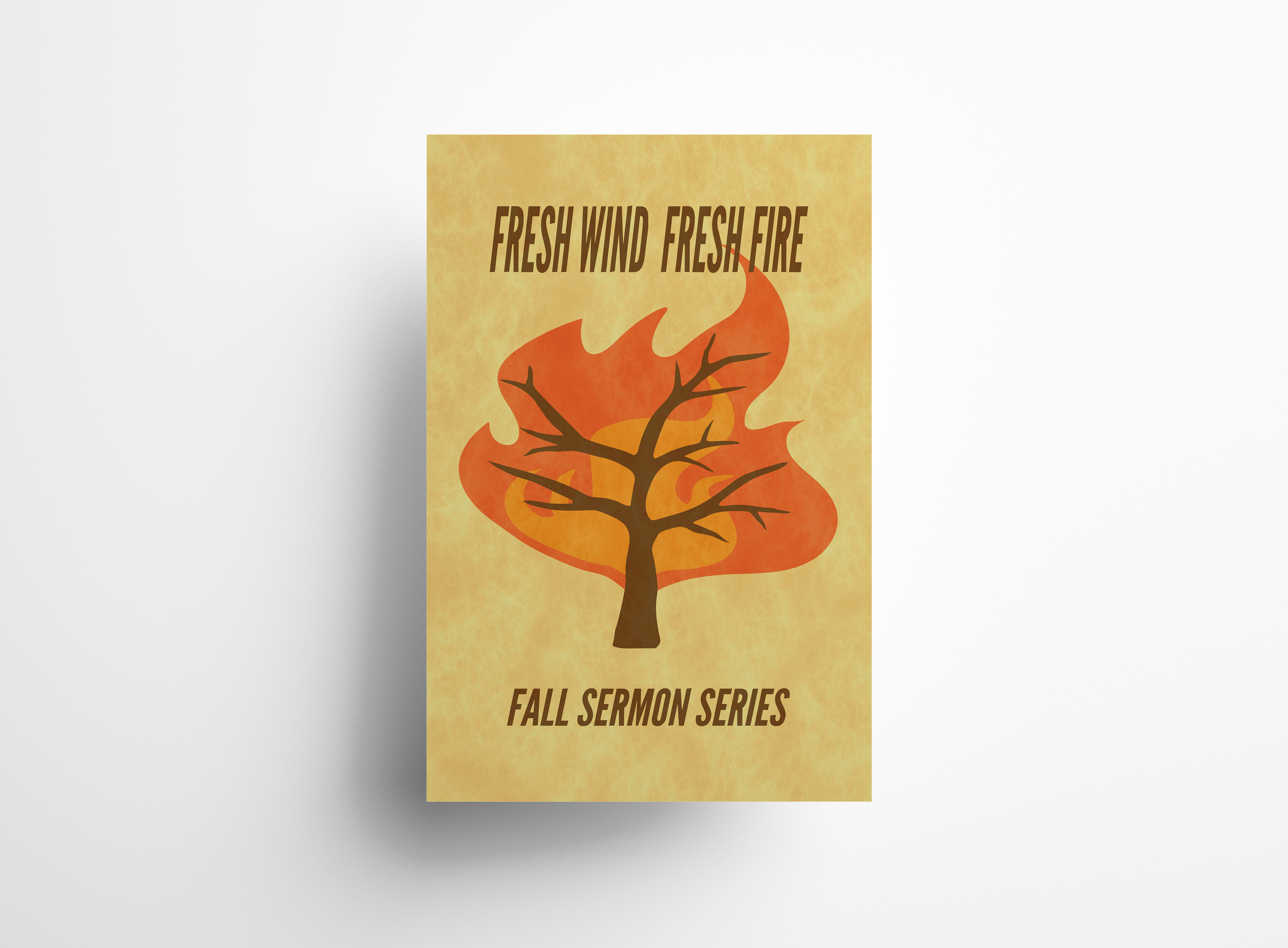 tree on fire illustration on poster mockup