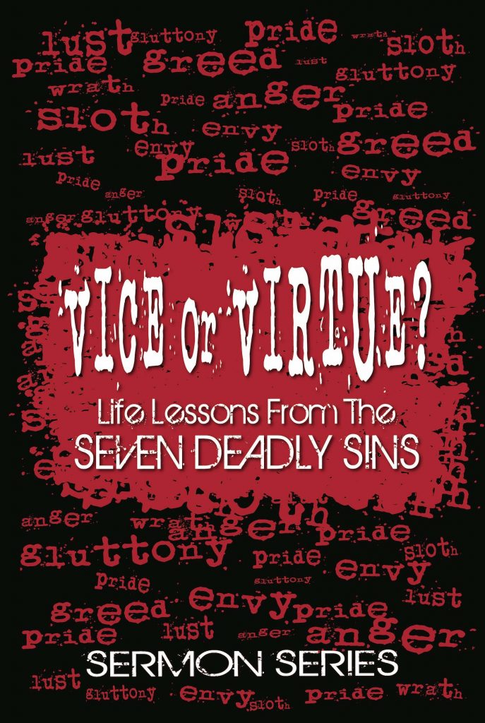 seven deadly sins poster design with lots of typography 