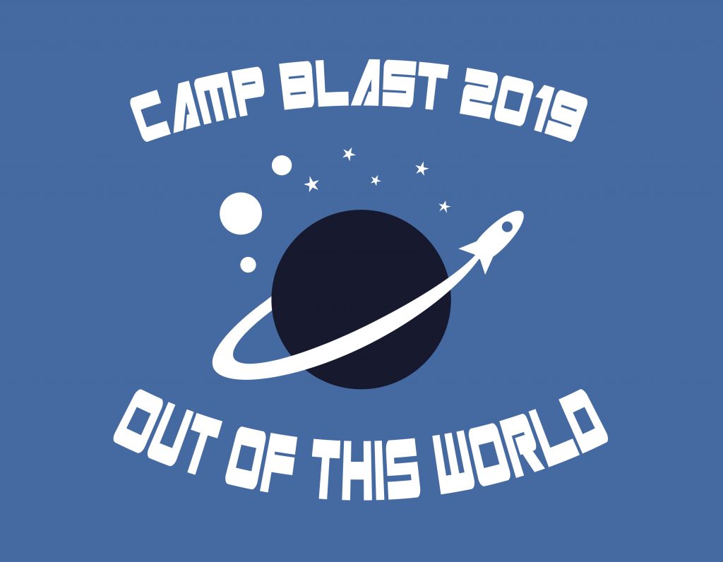 t-shirt logo design of spaceship orbiting a planet