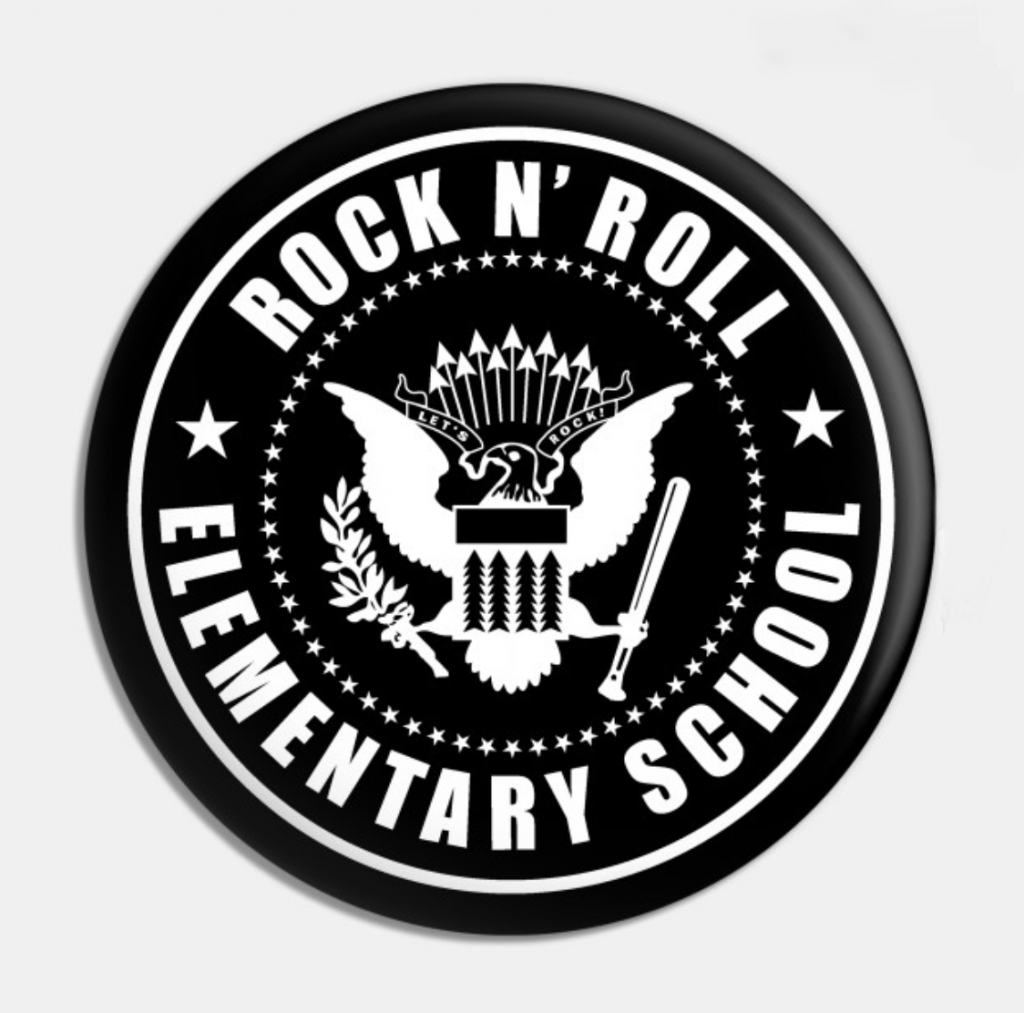 white emblem logo on black pin