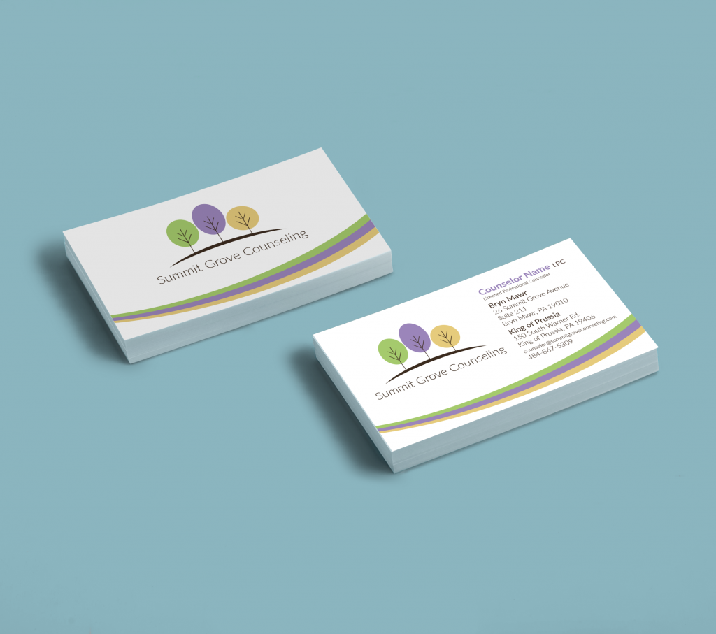 designed business card mockup with blue backdrop