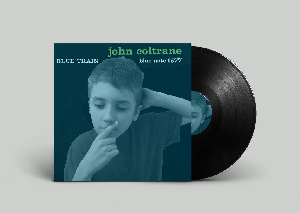 boy in blue on record cover mockup