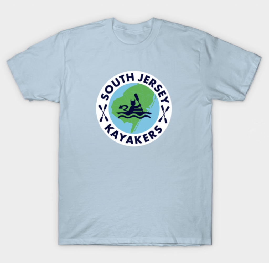 kayak logo with New Jersey background on a t-shirt mockup