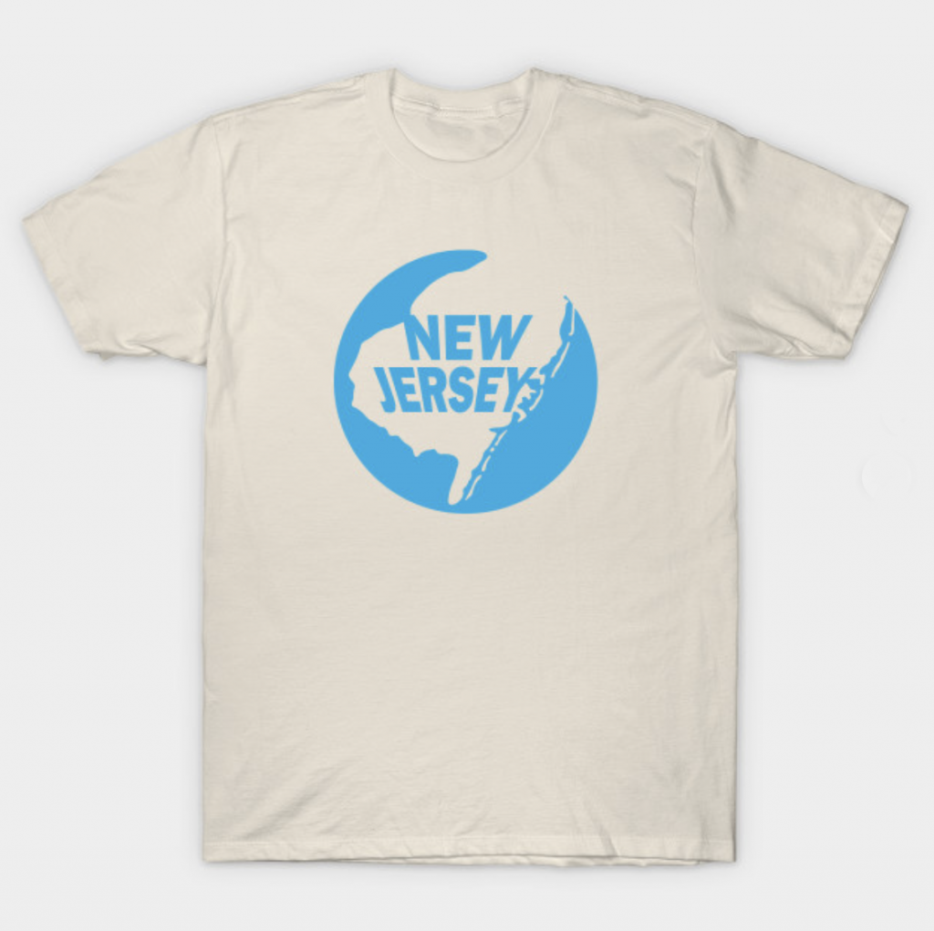 Map of Southern New Jersey on creme t-shirt mockup