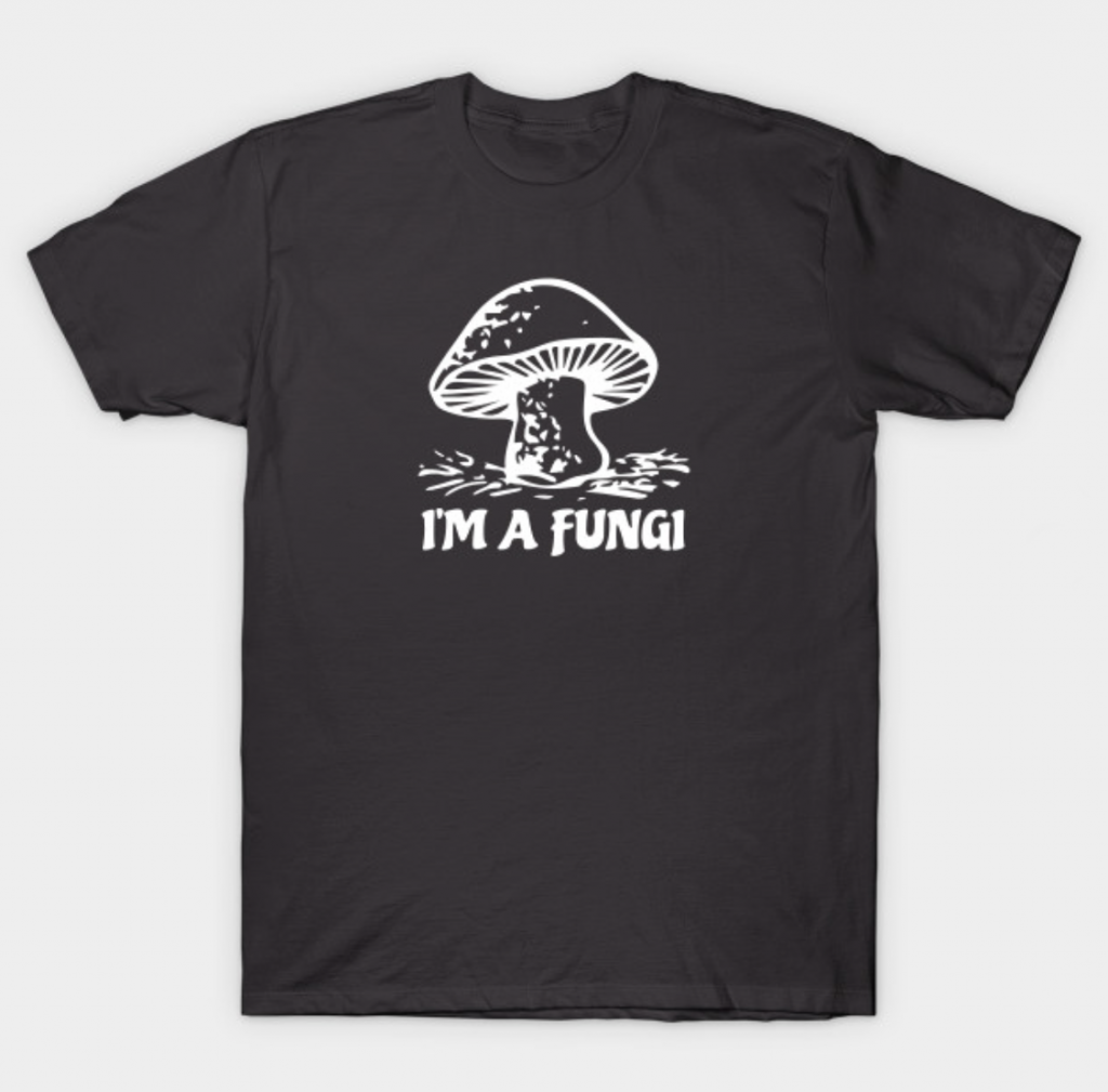 mushroom graphic on gray t-shirt mockup