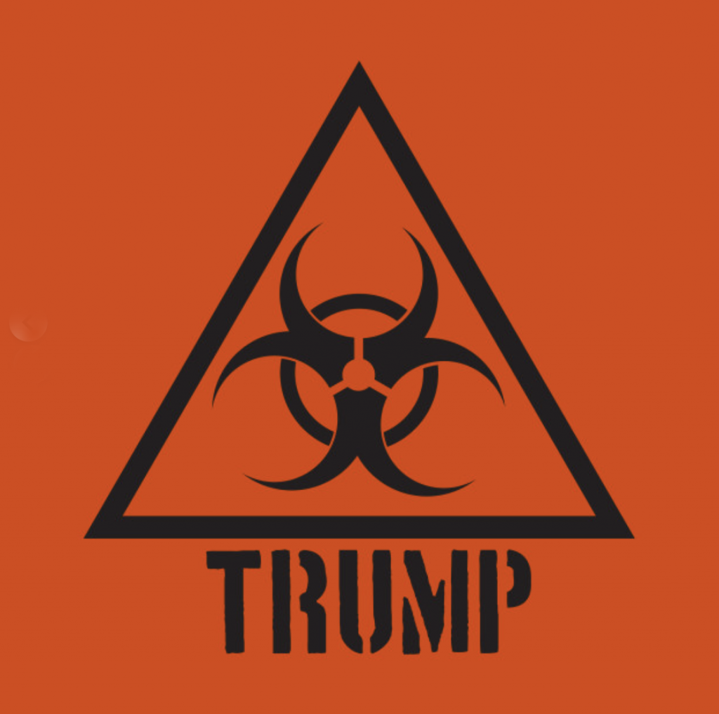 biohazard symbol on orange background