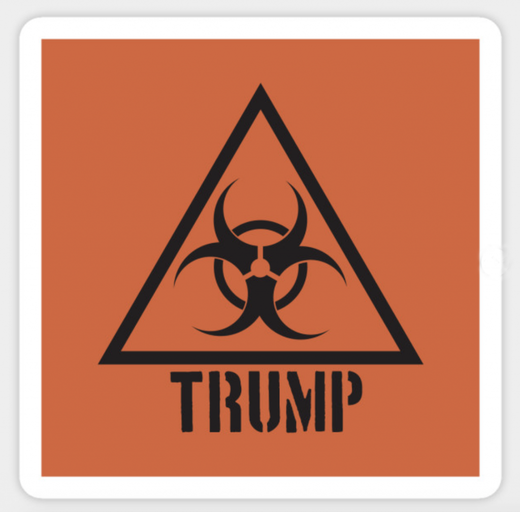 biohazard symbol on orange sticker mockup