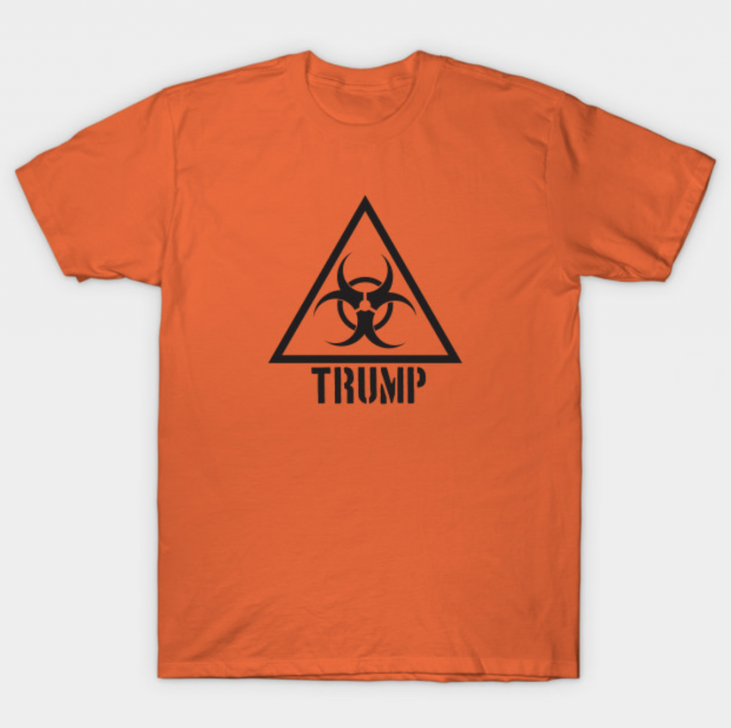 biohazard symbol on orange t-shirt mockup